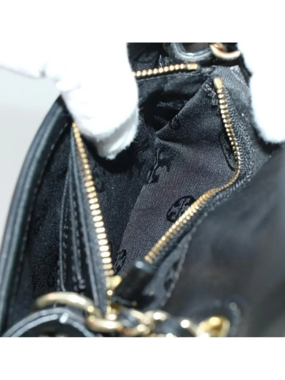 Authentic TORY BURCH Chain Shoulder Bag Leather Black